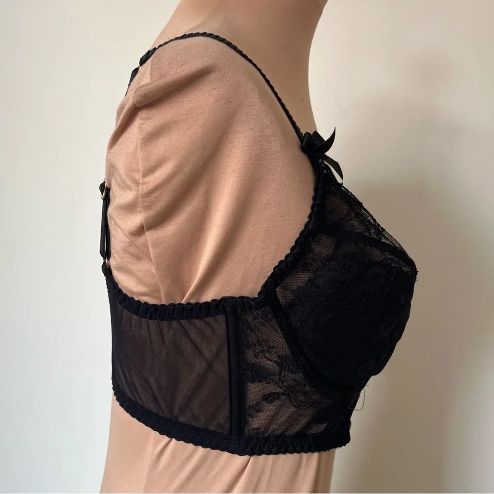 Agent Provocateur Wanda Black Lace Underwire Intimate Plunge V Bra NWT Size 36C - Picture 6 of 15